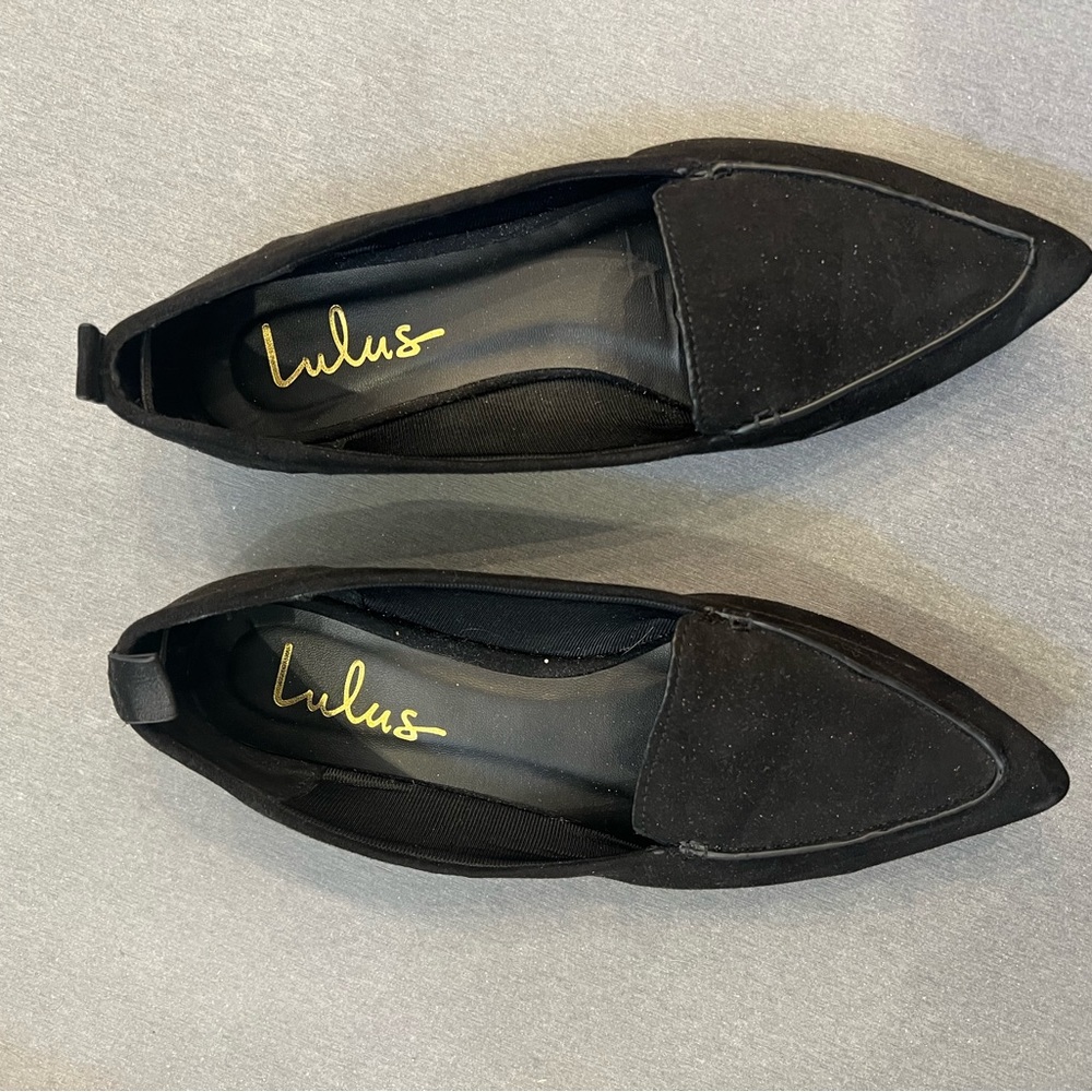 Emmy black pointed suede loafers